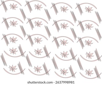 Abstract floral repeat pattern with curved leaf designs and misty hues. Designed for wallpaper, fabric, or print templates.