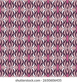 Abstrato Floral Repetido Arranjo Artístico Padrão Design em rosa e roxo escuro