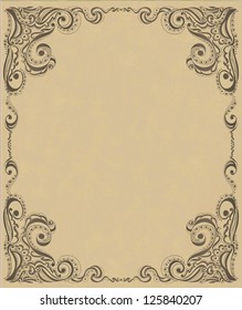 Abstract floral retro pattern. Template frame design for card
