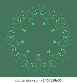 Abstract floral round border decor. Wreath of plant stems. Vector illustration floral ornament background.