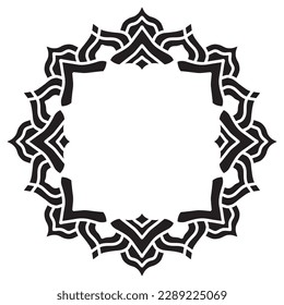 Abstract floral round frame stencil