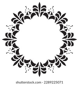 Abstract floral round frame stencil