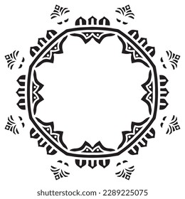 Abstract floral round frame stencil