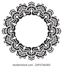 Abstract floral round frame stencil