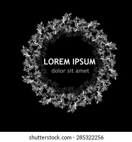Abstract Floral round frame. Vector
