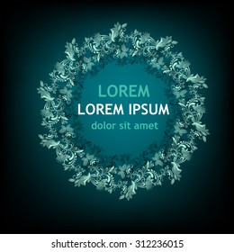 Abstract Floral round frame. Vector