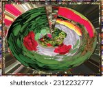 Abstract floral rounded flowery design is an isolated abstract floral nature background photo painting ,great for decoration ,valentine day and christmas gift card ,textile and book cover print