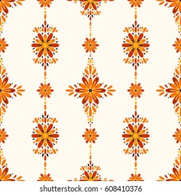 Abstract Floral Seamless Background with Orange Flowers