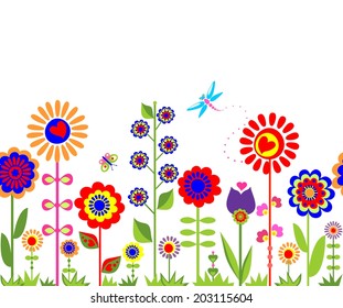 Abstract floral seamless border