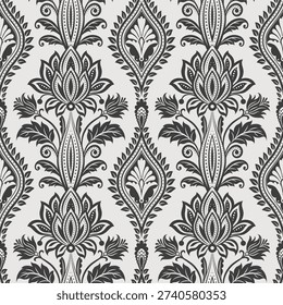 Abstract floral Seamless botanical pattern abstract nature ornament leaves silhouettes.
