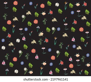 Abstract floral seamless colorful patterns. Modern abstract vector design for, paper, cover, printing on fabrics, dresses, home textiles, backgrounds, gift wrapping papers, and interior beauty décor

