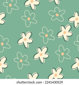 Abstract floral seamless models with chamomile. Fashionable hand-drawn textures. Modern abstract design for paper, cover, fabric and other users.