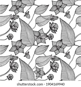Resumen de elementos de diseño de arte de patrón monocromo sin costura floral ilustración vectorial para web, para impresión, para impresión de tela