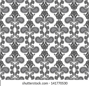 Abstract floral seamless ornamental pattern. Seamless Leaf Damask Background Pattern