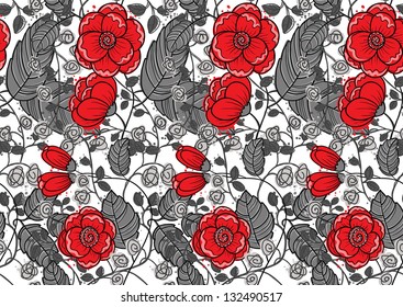 Abstract floral seamless pattern