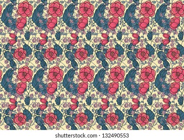 Abstract floral seamless pattern