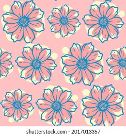 Abstract Floral Seamless Pattern Background, Floral Background in Pastel Colors