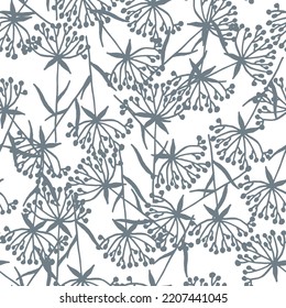 Abstract floral seamless pattern background, grey on white 