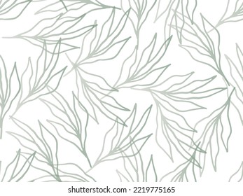 Abstract floral seamless pattern background, grey green on white