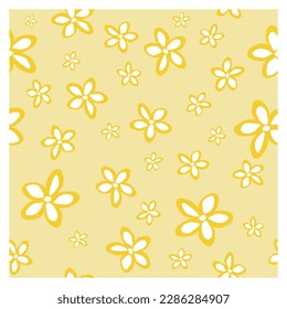 Abstract floral seamless pattern background in yellow white and beige.