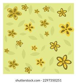 Abstract floral seamless pattern background in yellow, green, brown and beige.