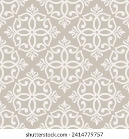 Resumen del patrón floral sin costuras. Beige y blanco. Fondo vectorial.