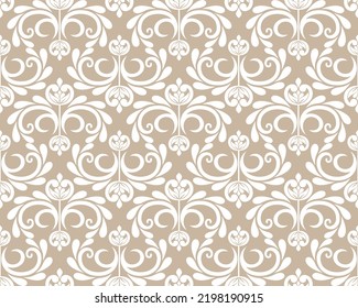 Abstract floral seamless pattern. Biege and white ornament. Modern stylish texture repeating. Vector background.
