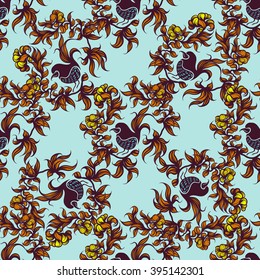 Abstract floral seamless pattern with bird.