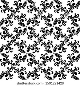 Abstract floral seamless pattern. Black and white. Vector background.