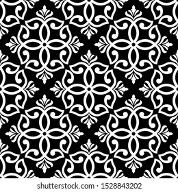 Patrón abstracto floral sin fisuras. Blanco y negro. Fondo vectorial.