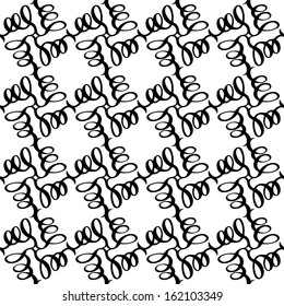 Abstract floral seamless pattern in black and white - vector 