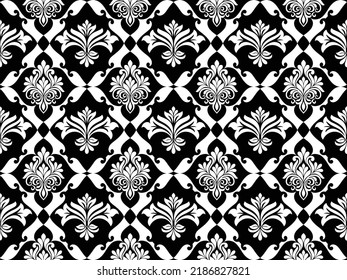 Abstract floral seamless pattern. Black and white. Vector background.