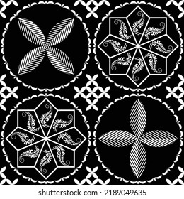 Abstract floral seamless pattern. Black and white. Vector background.