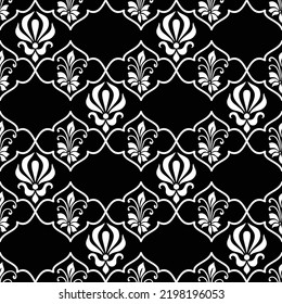 Resumen del patrón floral sin costuras. Blanco y negro. Fondo vectorial.