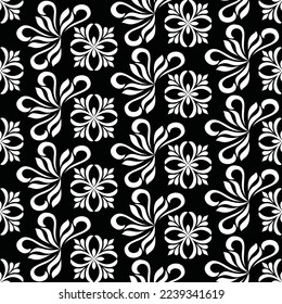 Abstract floral seamless pattern. Black and white. Vector background.