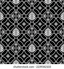 Abstract floral seamless pattern. Black and white. Vector background.