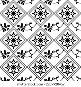 Abstract floral seamless pattern. Black and white. Vector background.