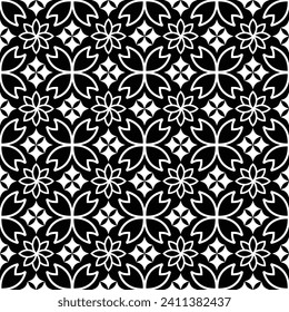 Abstract floral seamless pattern. Black and white. Modern stylish texture. Vector background.