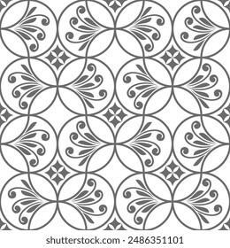 Abstract floral seamless pattern. Black and white ornament. Vector background.