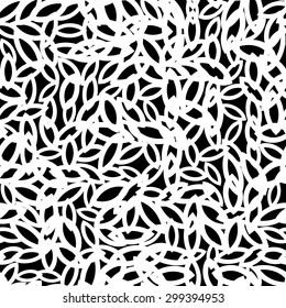 Abstract floral seamless pattern. Black and white vector background.