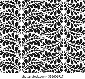 Abstract floral seamless pattern in black and white
