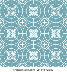 Abstract floral seamless pattern. Blue and white. Vector background.