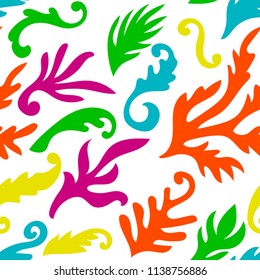 Abstract floral seamless pattern with branches, curls. Background. Vector illustration.
