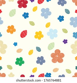 Abstract floral seamless pattern. Bright colors, painting on a light background. 