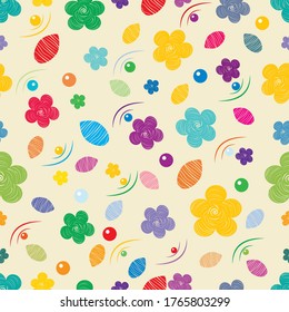 Abstract floral seamless pattern. Bright colors, painting on a light background. 