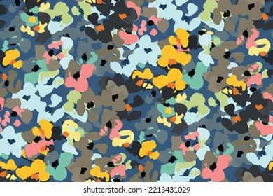 Abstract floral seamless pattern. Bright colors, gouache painting.