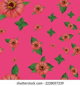 Abstract floral seamless pattern. Bright colors background adobe color 2023 for textile, wrapping paper.  Pattern can be increased without loss of quality and background color can be changed easily

