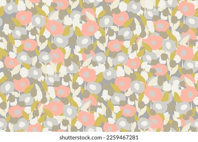 Abstract floral seamless pattern. Bright colors, gouache painting.