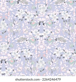 Abstract floral seamless pattern. Bright colors, painting on a light background. Cherry blossoms.
