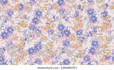Abstract floral seamless pattern. Bright colors, painting on a light background. Cherry blossoms.